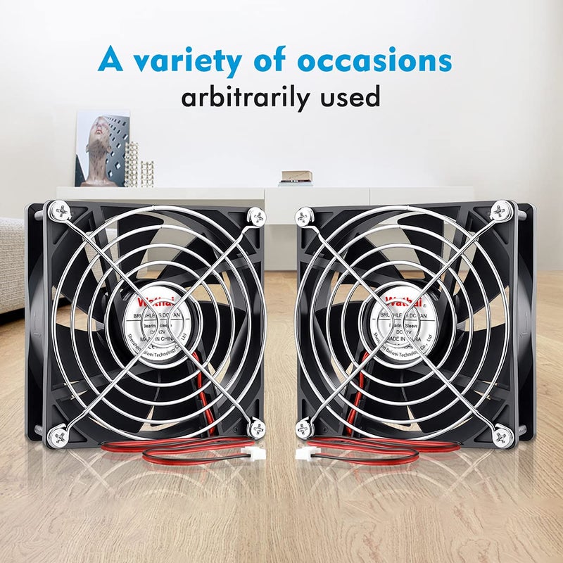 Wathai 2 PCS 92mm x 25mm 90mm 12V DC Brushless Exhaust Fan 2Pin for PC Computer Case, Inverter, Refrigerator, Desktop Cooling - Image 4